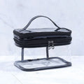 Travel Transparent PVC Double Layer Cosmetic Cases for Toiletry Bags & Cases