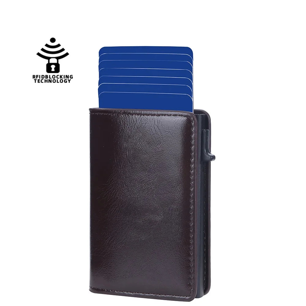 New PU Leather RFID Protected Automatic Pop up BankCreditBusinessID Card Holder Casecard Wallets Purse for Women & Men
