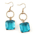 Newest Lady Gift 5.5cm Jewelry Alloy Circle Blue Red Black Pink Square Cubic Zircon Pendant Earring