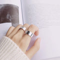 925 Sterling Silver Glossy Brushed Wide Rings for Women Minimalist Rings Jewelry
