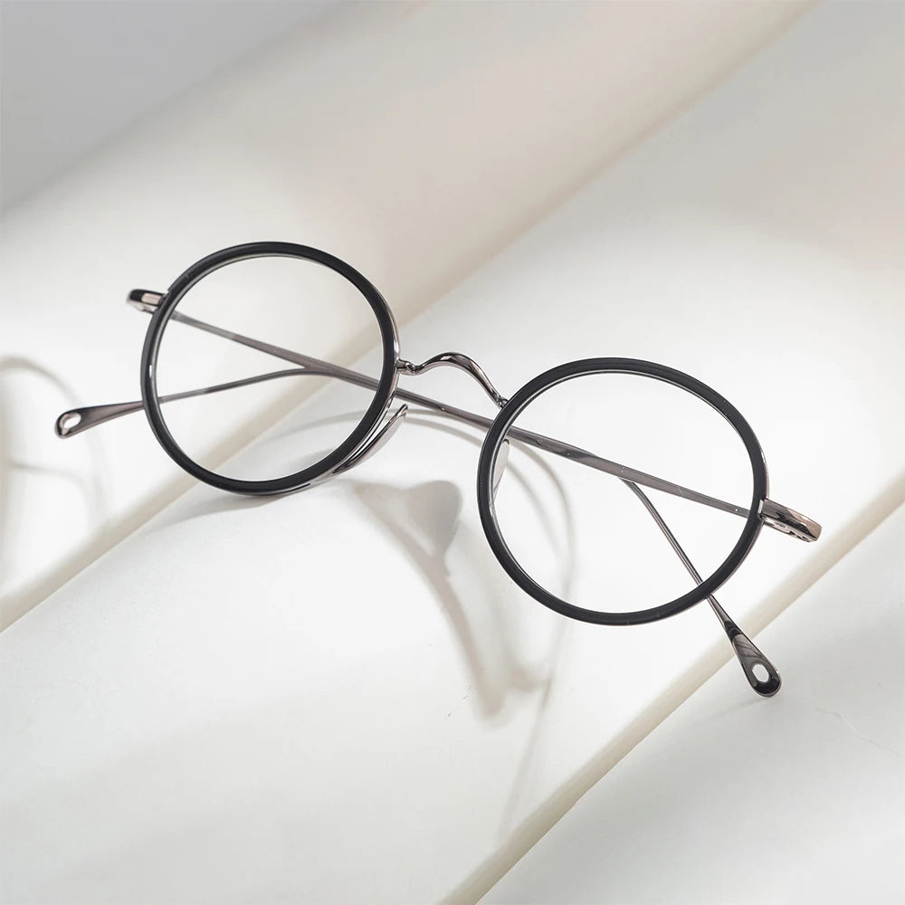 Luxury Retro Round Acetate Unisex Full-Rim Durable Optical Glasses Frame Custom Logo Reading Diamond Face Shape Solid Pattern