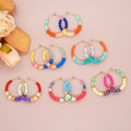 Bohemian Rainbow Color Polymer Clay Round Slice Beaded Earrings Personalized Handmade Beaded Hoop Earrings for Women