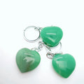 Huiying Fashion Healing Crystals Stones Gemstone Green Aventurine Jade Keychains Necklace Natural Stone Keyring with Gold Ring