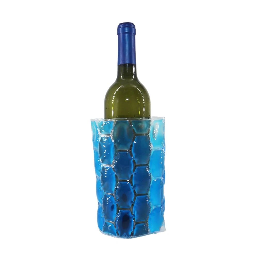 Reusable PVC Gel Wine & Beverage Cooler Wrap Flexible Ice Gel Pack Insulation Sleeve Promotional Gift