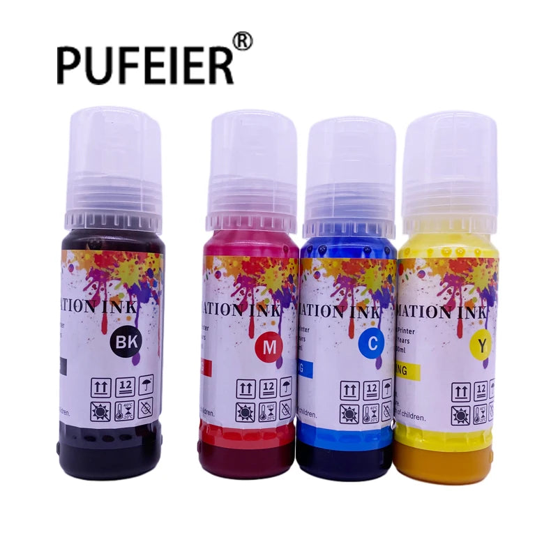70ML Bottle 504 544 542 Refill Sublimation Ink Compatible for Epson L4150 L4160 L6161 L6171 L6191 L3110 L3150 Inkjet Printer Ink
