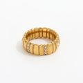 High End 18K Pvd Gold Plated Luxury CZ Pave  Stainless Steel Rings for Women Fashion Jewelry