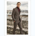 Suit Men's Brown Italian Retro Tweed Woolen British Style Formal Dress Wedding Wedding Men's Suit