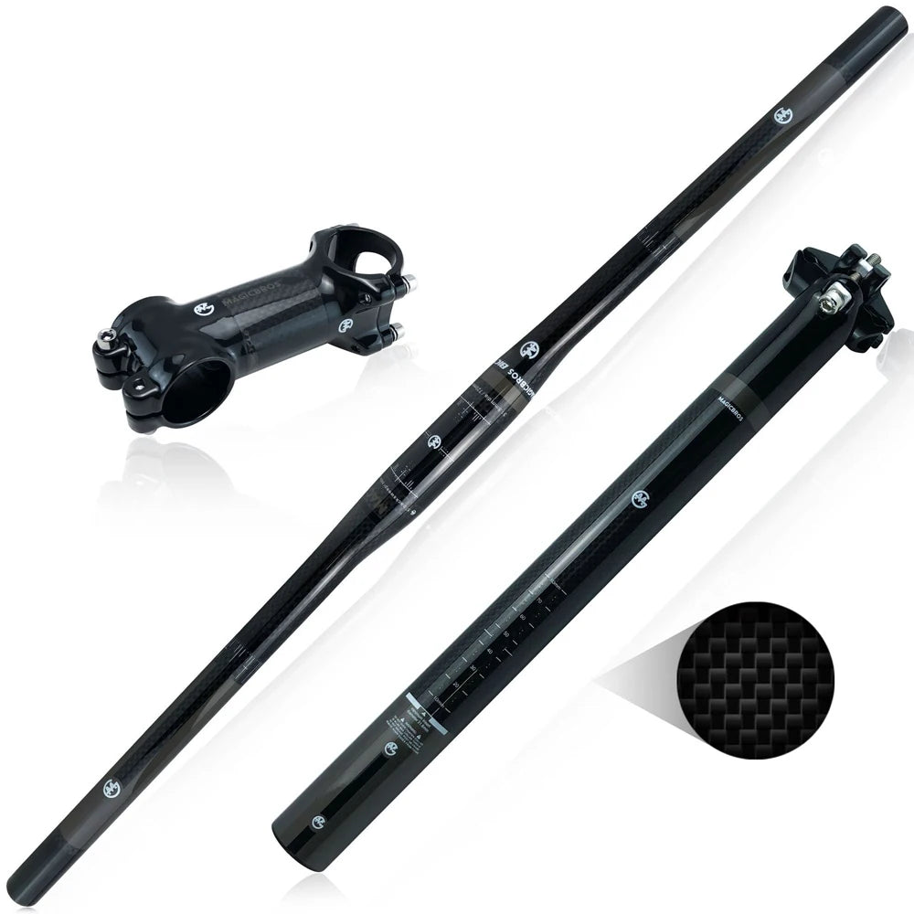 Bicycle Carbon Fiber Handlebar Combination Set Bike Accessories Faucet Three Sets MTB Handlebar Riser Seat Tube Accessories