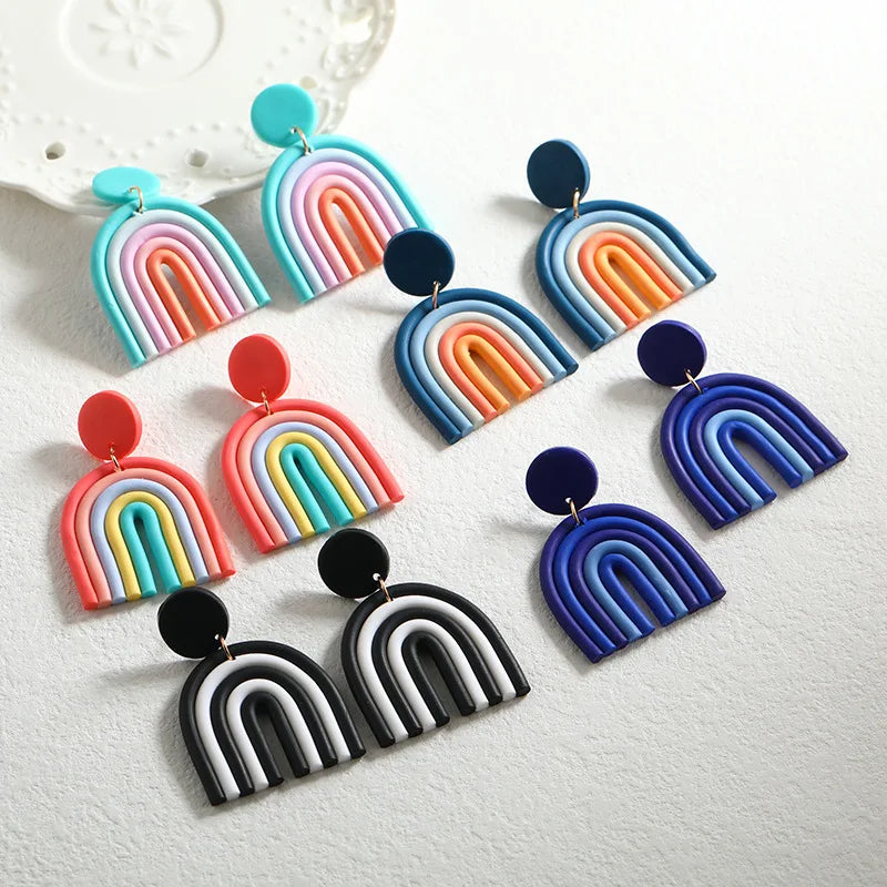 2024 Sweet Lovely Weather Pendant Resin Earrings Bridge Party Jewelry Rainbow Cute Colorful Polymer Clay Drop Earrings  Gifts