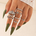 6pcs/Set Bohemia Crystal Heart Crown Flower Rings for Women Gothic Joint Midi Ring Set Fashion Knuckle Jewelry Anillos 6pcs/set