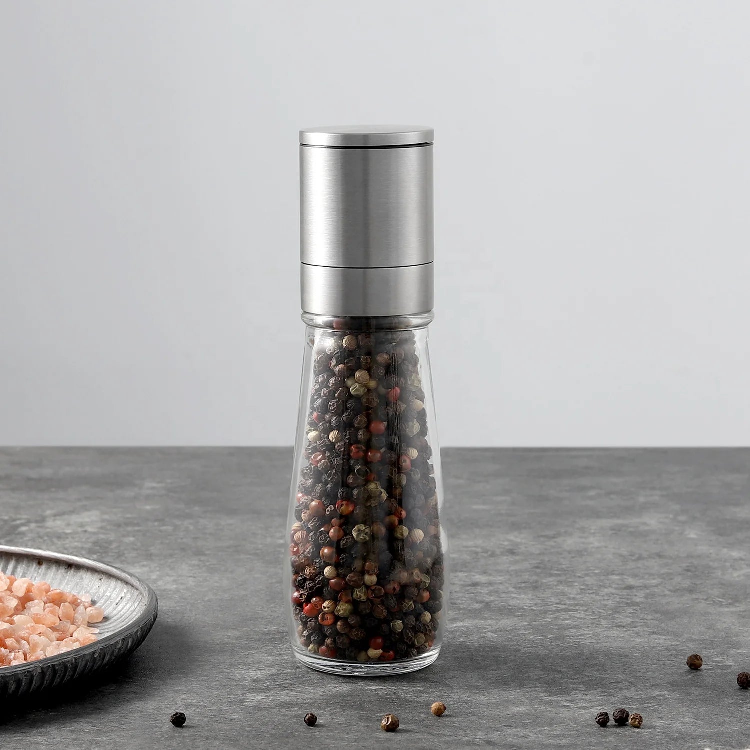 18/8 Stainless Salt and Pepper Mill Ceramic with 140ml  Glass Jar