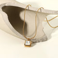 18K Gold Plated Titanium Stainless Steel No Fade CZ Zircon Square Cat Eye Diamond Pendant Necklace for Women and Girls
