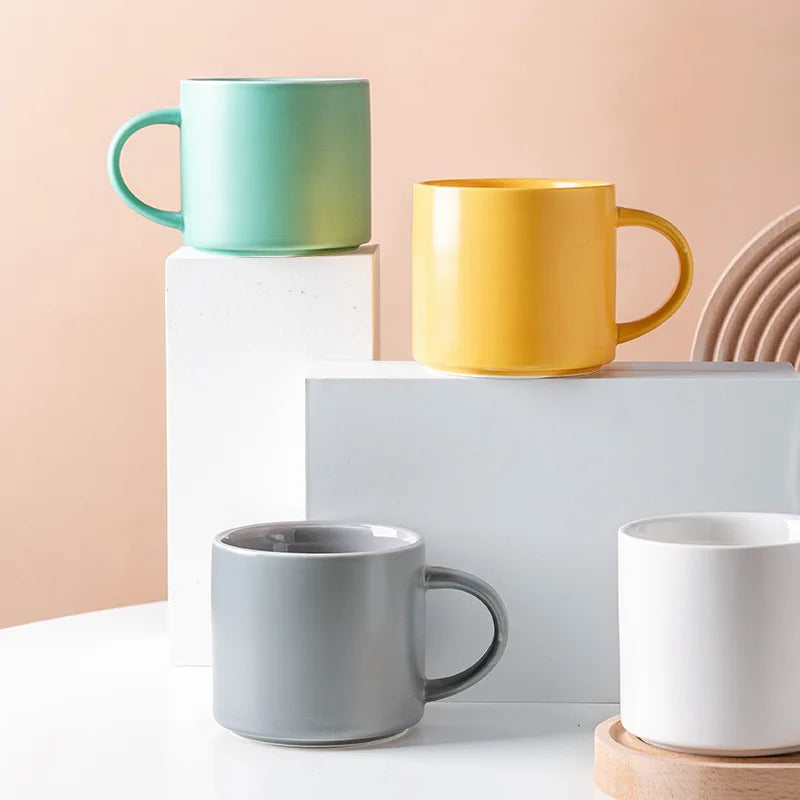 450ml Simple Mug Candy Color Coffee Milk Ceramic Box Mugs Nordic Business Gifts HANDGRIP Hot Water or Cold Water for 1 Users