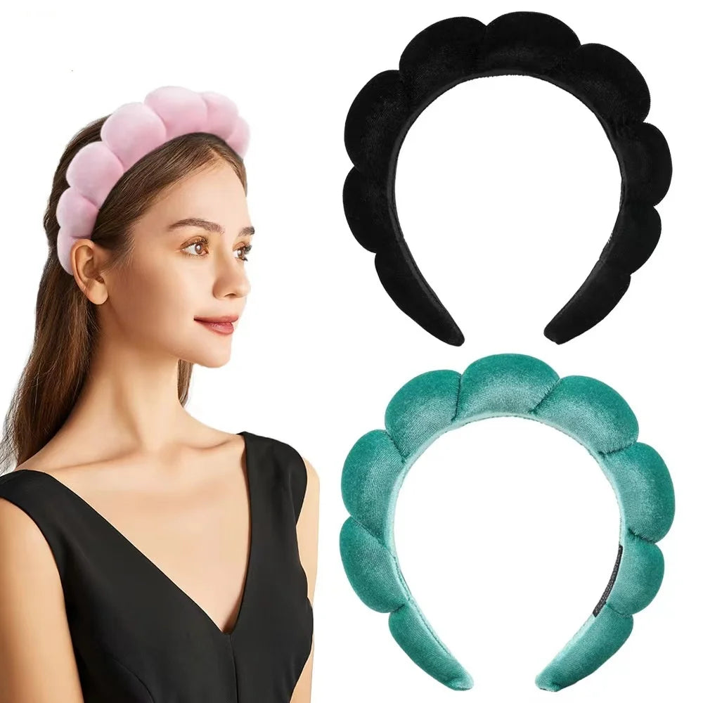 Women's Velvet Wholesale Makeup Spa Puffy Hairbands Skin Care Headbands for Women