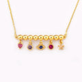 QIKU Heart/Round/Eye/Star Shape Colorful Rhinestone Pendant Copper Zircon Women Necklace Charm Jewelry Romantic Anniversary Gift