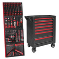 SKY HAMMER TC-3007R 7 Drawers Trolley 148pcs Tools 4 EVA Foam Trays OEM Customizable Auto Repair Tool Cart Set 1-Year Warranty
