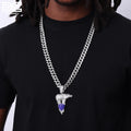 18k Gold Color Hip Hop Big Size Bear Pendant With 12mm Ice Out Cubic Link Chain Necklace