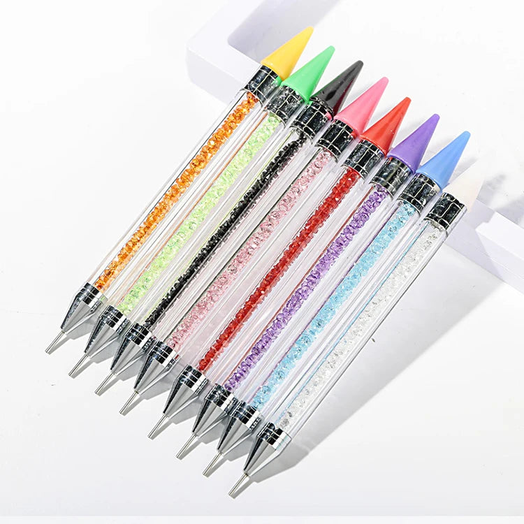 Dual Ended Wax Dotting Pencil 2 Head Wax Picker Pencil Nail Rhinestones Pick up Pencil for Manicure