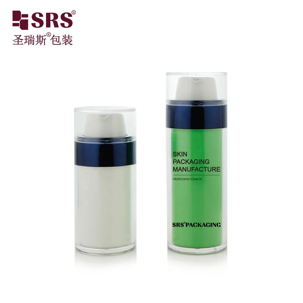 SRSA0212-30ml 1oz Empty Wholesale Pearl White Airless Pump Bottle Double Wall Plastic Bottle for Cosmetic Foundation Serum