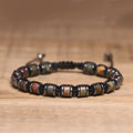 Trendy Semi-precious Gemstone Bracelet for Men Natural Stone Picasso Beaded Braid Bracelet Adjustable Handmade Jewelry for Women