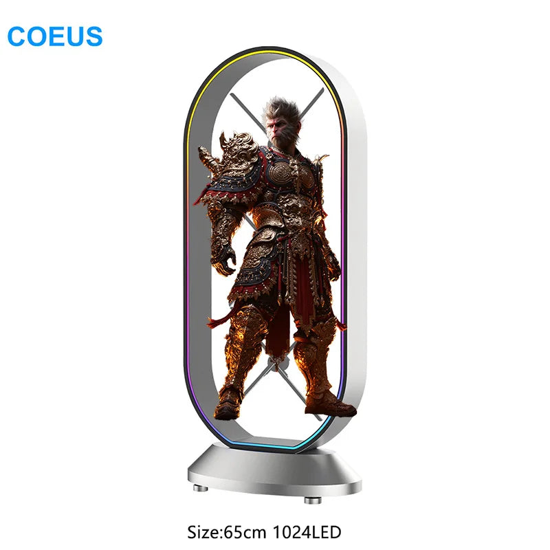 COEUS 65cm 1024LED 1x3 Splicing Advertising Fan Led 3d Hologram Projector Adverting Fan 3D Led Fan Display Holographic Desktop