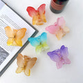New Design Retro 7cm Summer Colorful Acrylic Double Layer Butterfly Hair Claws Matte Plastic Resin Hair Clip for Wome