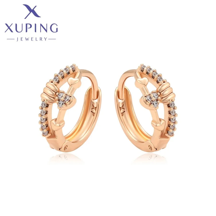 X001098887 XUPING Jewelry 18K Gold Plated Color Arrow Heart Huggie Women Earring