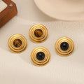 Wholesale Retro Waterproof Stud  Earrings 18K Gold PVD Plated Stainless Steel Natural Stone Agate Tiger Eye Earring