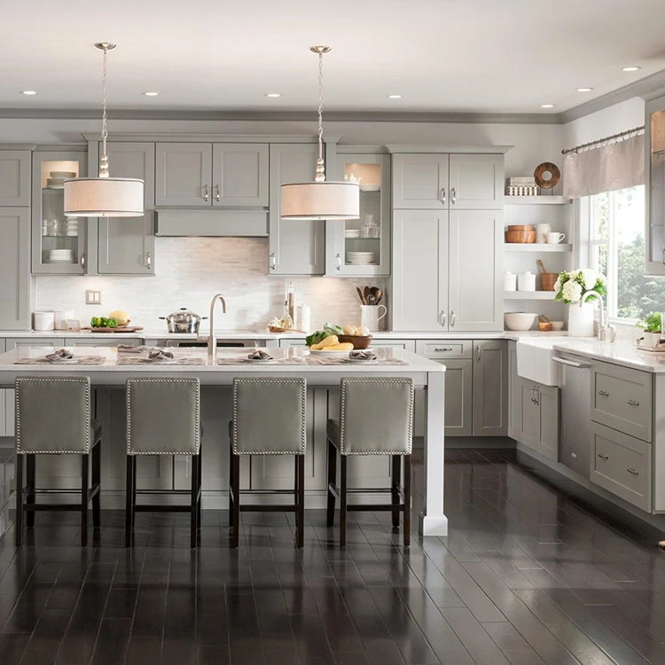 Modern Custom Solid Walnut Wood Kitchen Cabinets with Laminate Acrylic Marble Countertop Faucet Sink Hinge Accessories