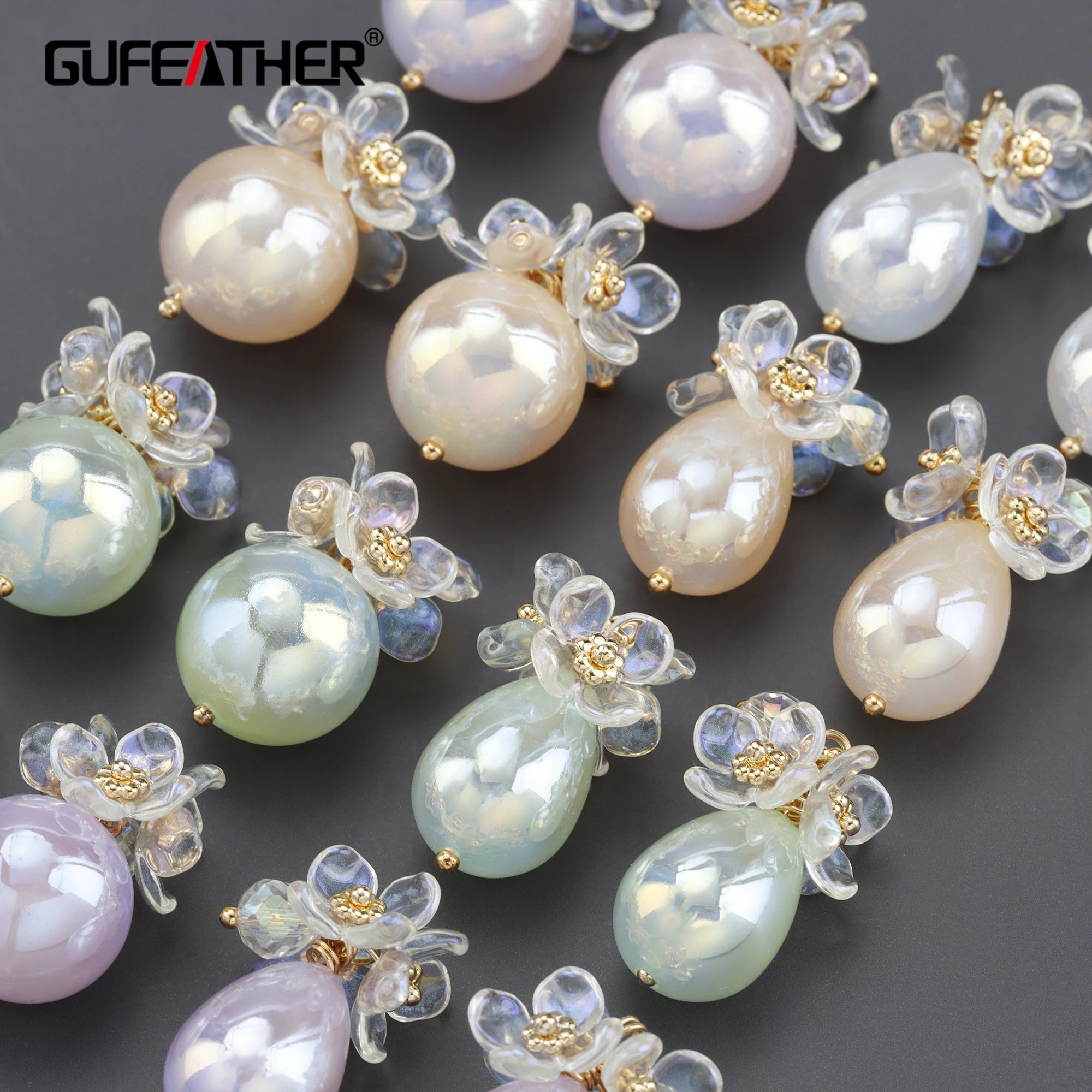 MA41   6pcs/lot Hand Made18k Gold Platedcandy-colored Crystal Ballflower Earringskorean Designdiyjewelry Making