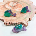 HZ 2.5 Inch Natural Crystal tiger Eyes Stone Hand Animal Carvings Fluorite Dolphin Carvings