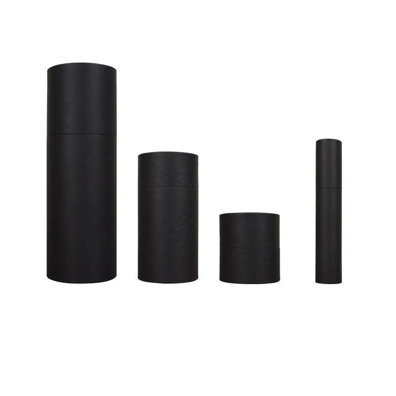 Wholesale Stock Round Kraft Black Paper Tube for Food Tea Essential Oil Cosmetic Packaging Labeling Stamping Printing Handling