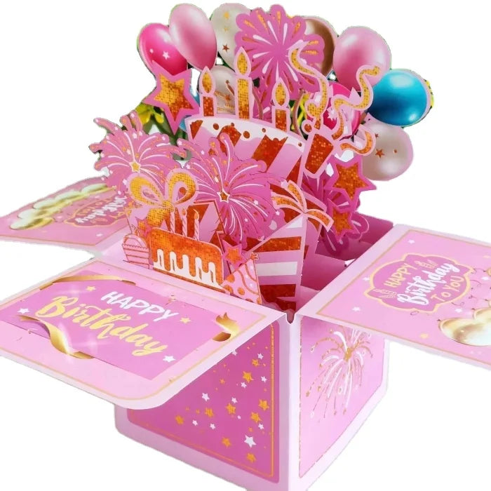 Wholesale Custom 3D Pop-up 'Happy Birthday' Greeting Card Box Paper Style Music Inspired for Mom
