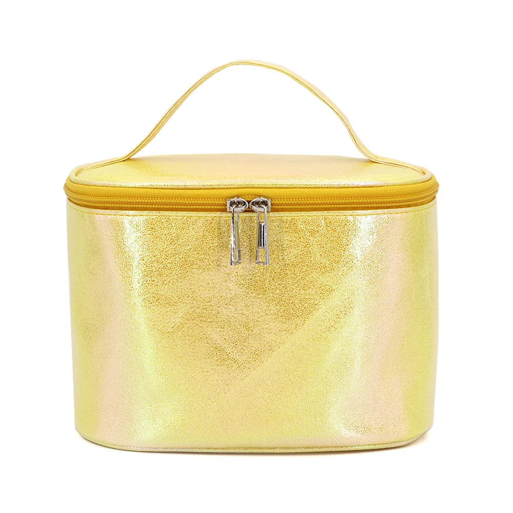 Shiny PU Leather Cosmetic Travel Cases Wholesale Holographic Beauty Gift Bag Custom Portable Toilet Bag Toiletry Bags for Women