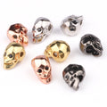 3pcs/bag 6*11MM Metal CZ Brass Micro Pave Skull Head Cubic Zirconia Spacer Beads For Jewelry Making