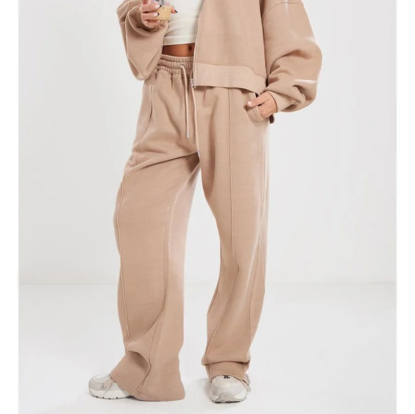 Sporty Track Pants Baggy Women' Sweat Pant Track Pant Elastic Waistband Trouser for Women Solid Color Regular Fit