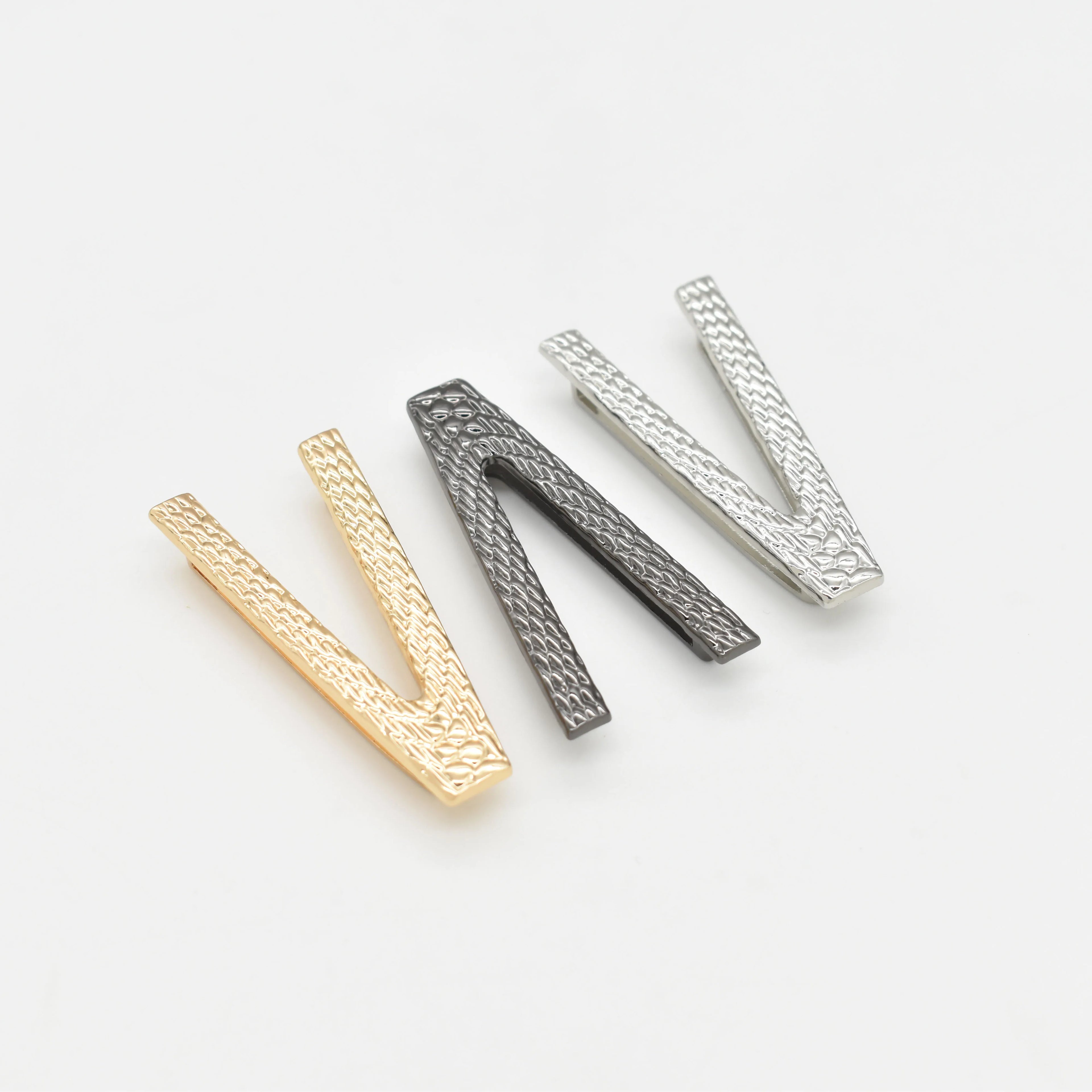 New Design Durable V U Shape Buckle Rust Resistance Glitter Ring Buckle Bikini Connector Metal Accessories for Swimwear