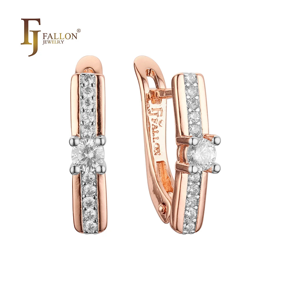 FJ Fallon Fashion Jewelry Earrings Plated in 585 Rose Gold Two Tone Brass Based