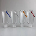 30ml 50ml for Empty Plastic PET Carabiner Hook Squeeze Bottle Screw Cap Hand Sanitizer Keychain Handle Screen Printing Liquid