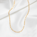 42CM Stainless Steel 316L O Plate Necklace for Women Classic Gold Rectangle Oval Clavicle Paperclip Chain Choker Link Necklace