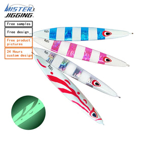 MISTER JIGGING 200g Custom Jig Fishing Lures Saltwater Jig Lure Metal Luminous Ocean Fishing Casting Lure