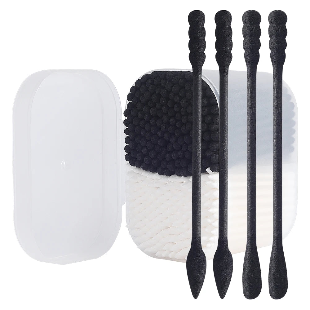 Multi Color White and Black Cotton Buds Clean Ear Paper Stick Cotton Swabs Free Samples Spiral Pointed Tips Cotton Buds