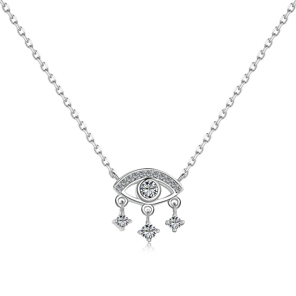 Dylam 925 Silver Custom Dainty 18K Gold Plated Necklace Wholesale Minimalist Devil Eye Tassel Charm Pendant for Women Necklaces