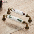 Oukali Vintage Rural Ceramic Drawer Cupboard Door Furniture Handles Cabinet Handles and Knobs Dresser Kitchen Pull