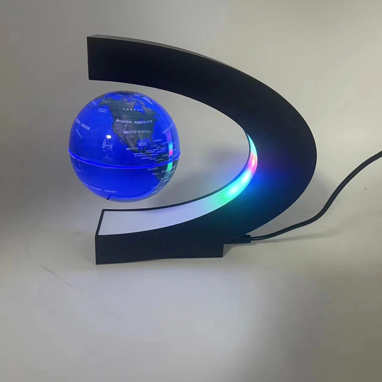 C SHAPE 3inch Anti Gravity Earth World Map Custom Levitation Globe Magnetic Floating Levitating Light Ball Table Lamp