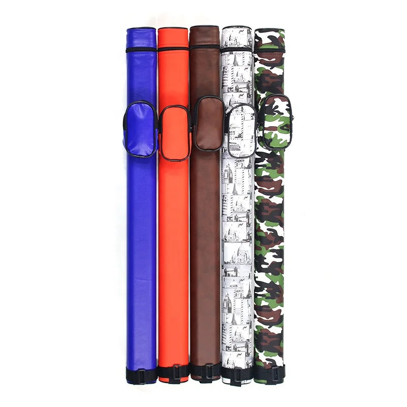 Random Color Delivery 1/2 Pu Leather Billiard Oval Cue Bag for Club Pool Table Game Different Design for Sale