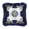 Vintage Deep Blue Velvet Cushion Cover Luxury Pillowcase Tassel Fringe Pillow Cover for Backrest