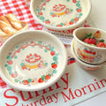 Wholesale Stock High Quality Cream Strawberry Ceramic Tableware Set Christmas Party Bowls Plates Cups for Home Decoration