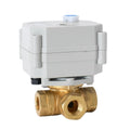 1/4'' 3-Way Motorized Brass Ball Valve 9-24VAC/DC or 110-230VAC Auto Return NO/NC Failsafe With Manual Override