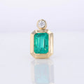 18K Yellow Gold Pendant  Lab Emerald 7x10mm  with Moissanite  Bezel Setting Gold Jewelry Necklace Pendant